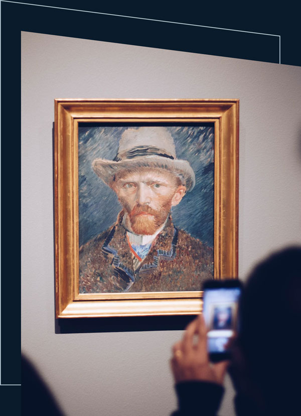 Painting of Van Gough hanging on a gallery wall.